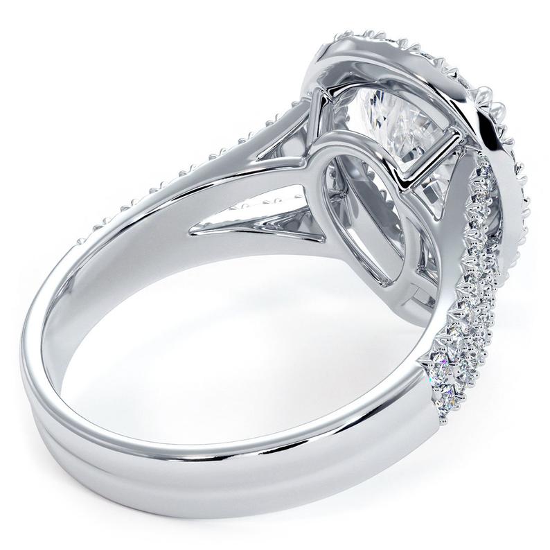 2 CT Pear Cut Diamond 925 Sterling Silver Halo Split Shank Engagement Ring