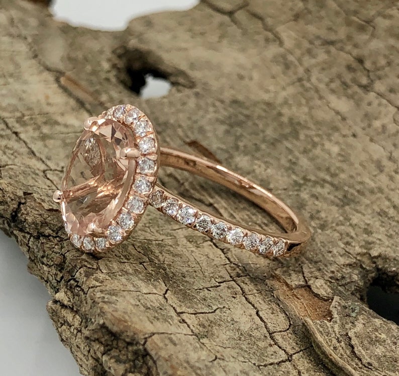 2 CT Oval Cut Morganite Diamond 925 Sterling Silver Halo Women's Engagement Ring