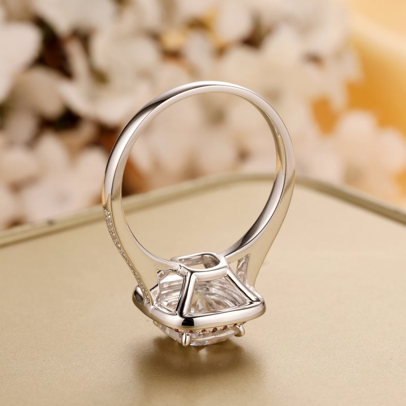 2.0 CT Cushion Cut Pink Sapphire Diamond 925 Sterling Silver Double Halo Anniversary Ring