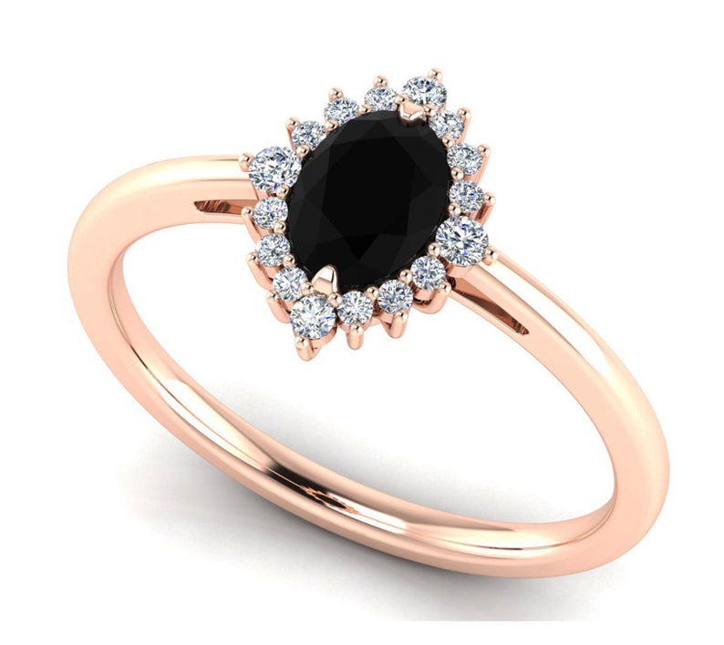 2 CT Oval Cut Black Onyx Diamond Rose Gold Over On 925 Sterling Silver Anniversary Gift For Her