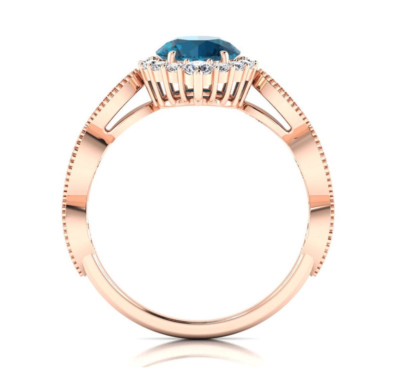 3 CT Round Cut London Blue Topaz Diamond 925 Sterling Silver Women Halo Wedding Ring
