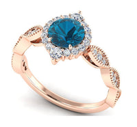 3 CT Round Cut London Blue Topaz Diamond 925 Sterling Silver Women Halo Wedding Ring