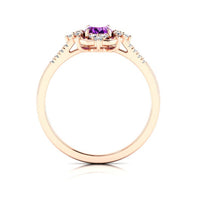 1 CT Oval Cut Amethyst Diamond Rose Gold Over On 925 Sterling Silver Anniversary Ring