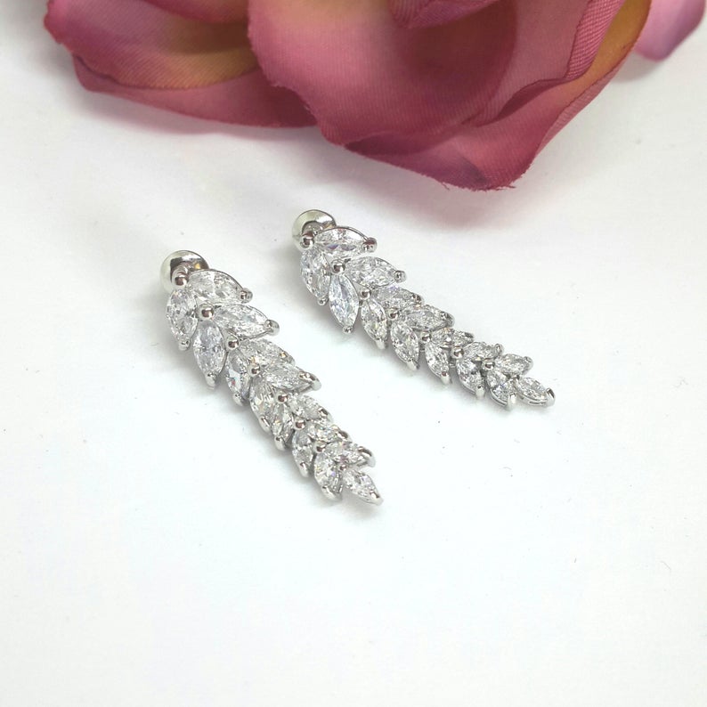 3.75 Ct Marquise Cut Diamond 925 Sterling Silver Engagement Dangle Earrings