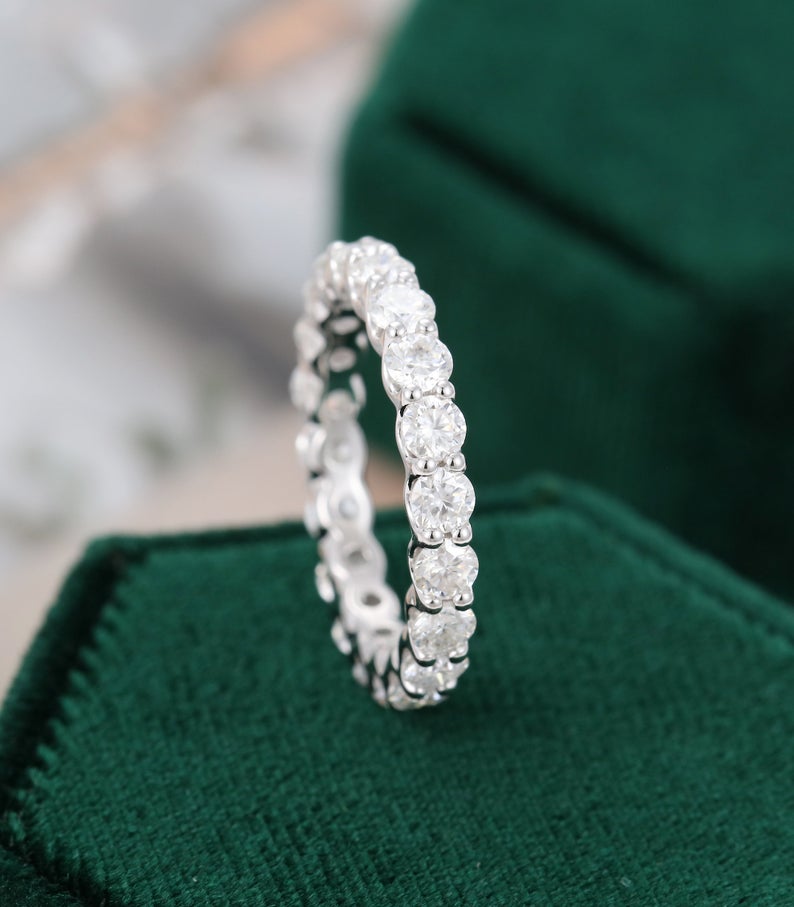 1 CT Round Cut Diamond 925 Sterling Silver Full Eternity Wedding Band Ring