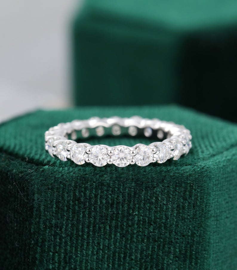 1 CT Round Cut Diamond 925 Sterling Silver Full Eternity Wedding Band Ring