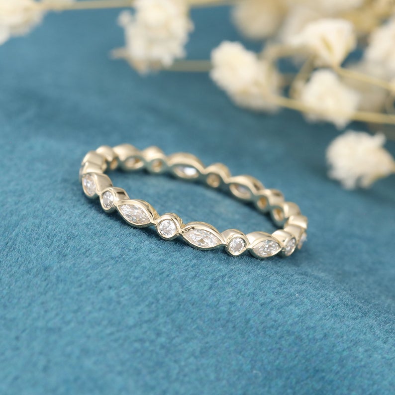 1 CT Marquise Cut Diamond 925 Sterling Silver Full Eternity Wedding Band Ring