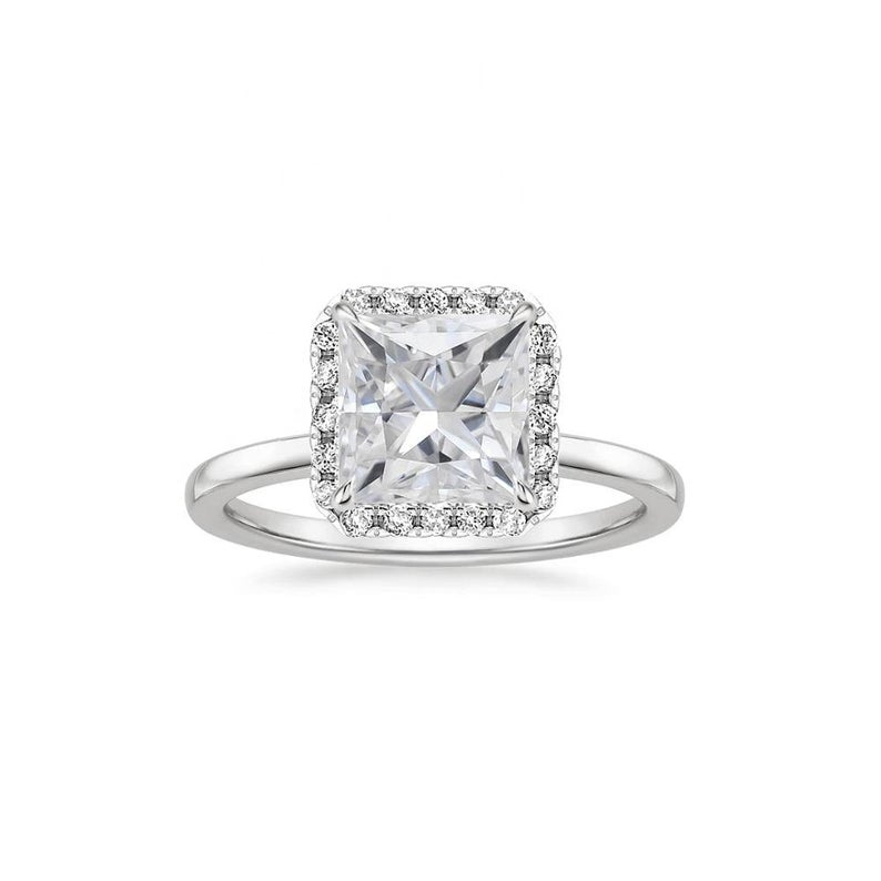 3 CT Princess Cut Diamond 925 Sterling Silver Halo Proposal Ring