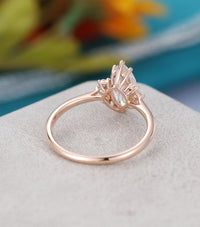 1 CT Marquise cut Diamond Rose Gold Over On 925 Sterling Silver Solitaire With Accents Ring