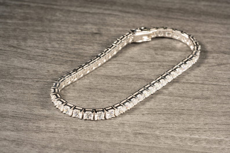5 CT Round Cut White Diamond White Gold Over On 925 Sterling Silver Tennis 7" Bracelet For Women