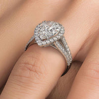 2 CT Pear Cut Diamond 925 Sterling Silver Halo Split Shank Engagement Ring