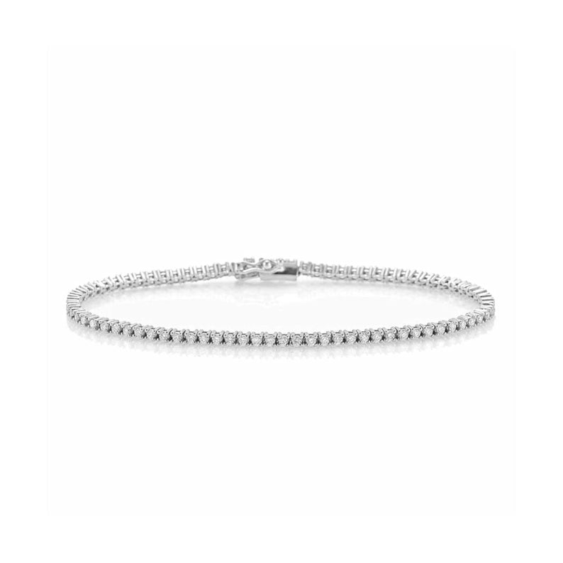 1 CT Round Cut White Diamond White Gold Over On 925 Sterling Silver Tennis 7" Eternity Bracelet For Men / Women