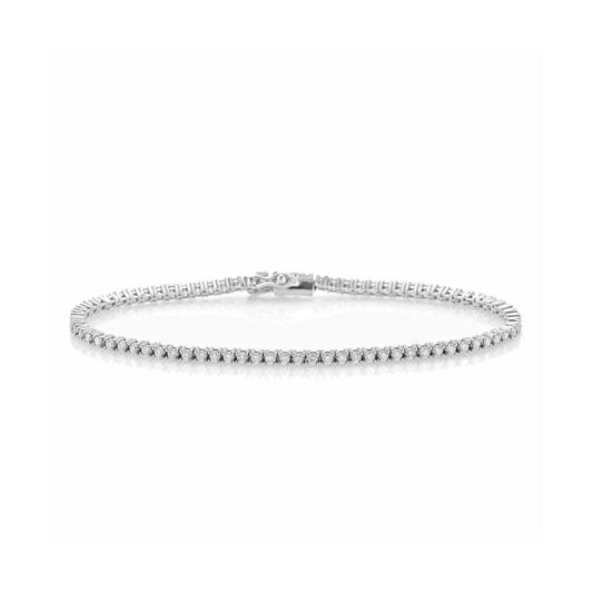 1 CT Round Cut White Diamond White Gold Over On 925 Sterling Silver Tennis 7" Eternity Bracelet For Men / Women