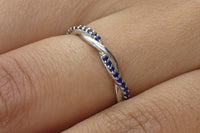 1.20 CT Round Cut Blue Sapphire White Gold Over On 925 Sterling Silver Infinity Wedding Band Ring