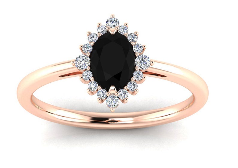 CT Oval Cut Black Onyx Diamond Rose Gold Over On 925 Sterling