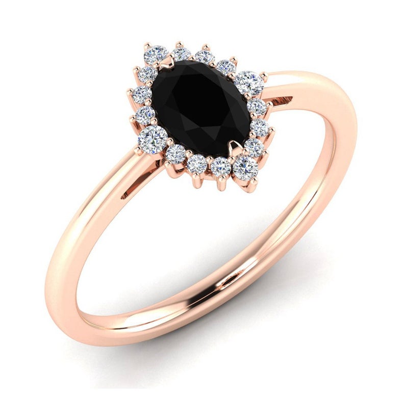 2 CT Oval Cut Black Onyx Diamond Rose Gold Over On 925 Sterling Silver Anniversary Gift For Her