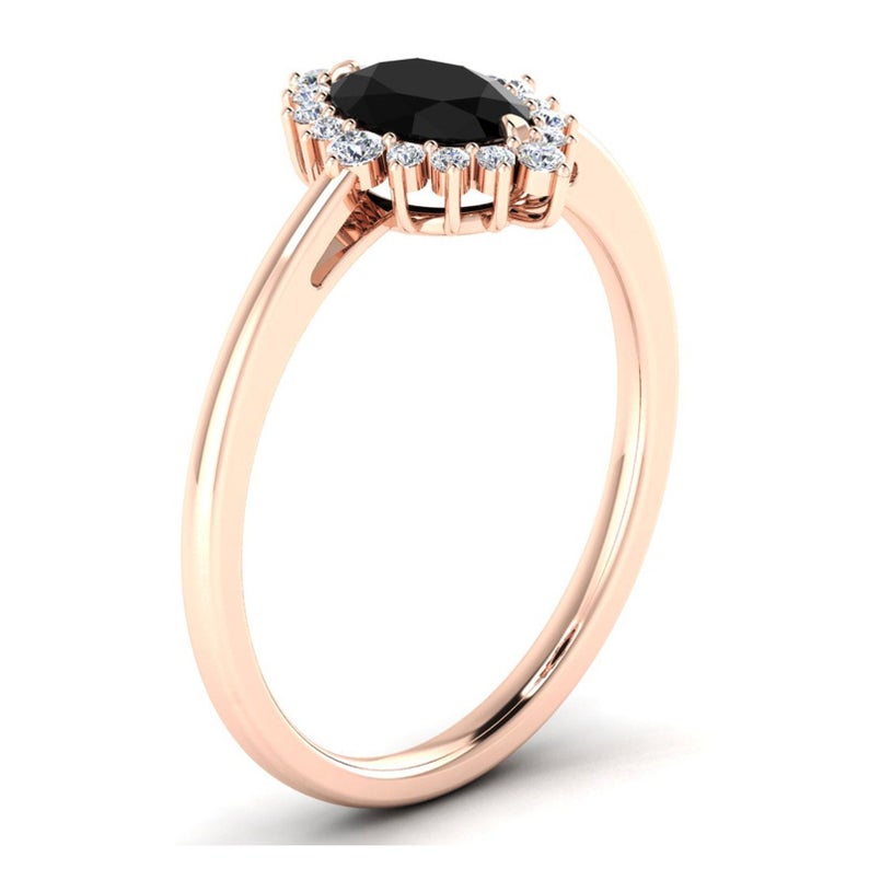 2 CT Oval Cut Black Onyx Diamond Rose Gold Over On 925 Sterling Silver Anniversary Gift For Her