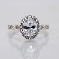 1 CT Oval Cut Diamond 925 Sterling Silver Women Halo Promise Ring