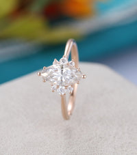 1 CT Marquise cut Diamond Rose Gold Over On 925 Sterling Silver Solitaire With Accents Ring