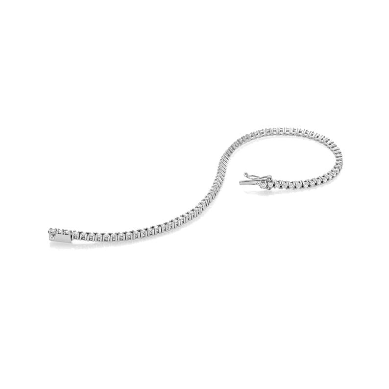 1 CT Round Cut White Diamond White Gold Over On 925 Sterling Silver Tennis 7" Eternity Bracelet For Men / Women