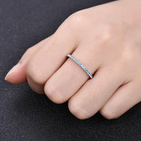 0.75 Ct Round Cut Blue Topaz Half Eternity Promise Band Ring In 925 Sterling Silver