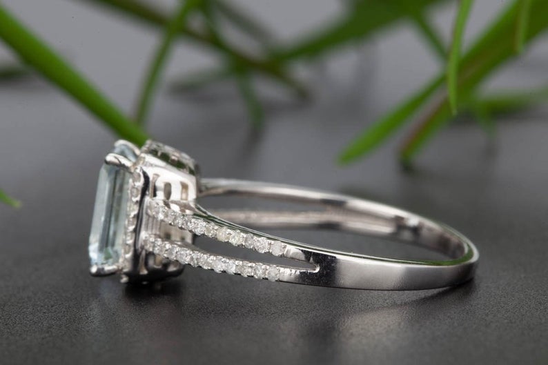 1 CT Emerald Cut Red Ruby and CZ Diamond 925 Sterling Silver Halo Anniversary Ring Gift for her