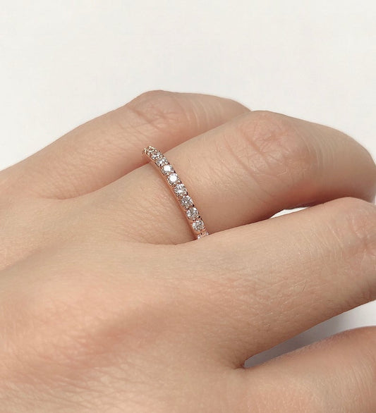 1 CT Round Cut Diamond 925 Sterling Silver Half Eternity Wedding Band Ring