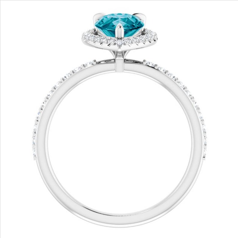 1 CT Pear Cut London Blue Topaz Diamond 925 Sterling Silver Halo Engagement Ring - atjewels.in