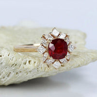 1.2 CT Cushion Cut Ruby Diamond Rose Gold Over On 925 Sterling Silver Engagement Ring
