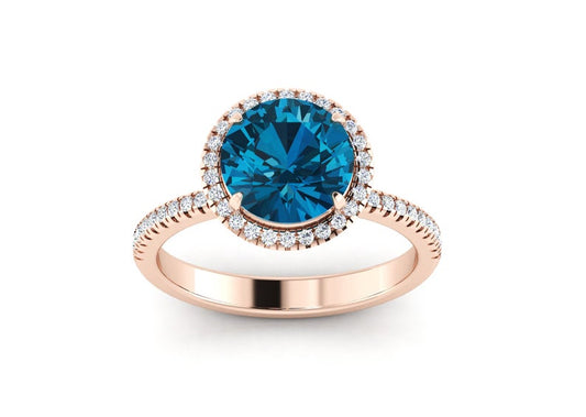 3 CT Round Cut London Blue Topaz Diamond Rose Gold Over On 925 Sterling Silver Wedding Ring For Women