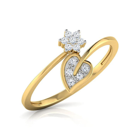 0.25 Ct Round Cut White Diamond Yellow Gold Over On 925 Sterling Silver Bypass Promise Ring