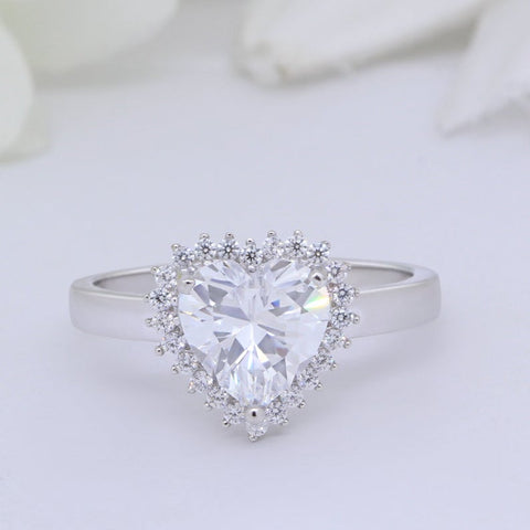 2.70 Ct Heart Cut 925 Sterling Silver Gorgeous Halo Promise Gift Ring For Her
