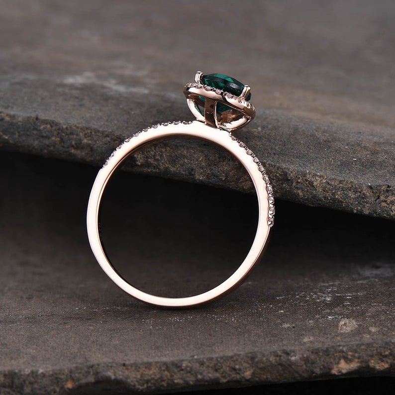2 CT Pear Cut Emerald Diamond 925 Sterling Silver Engagement Halo Ring - atjewels.in