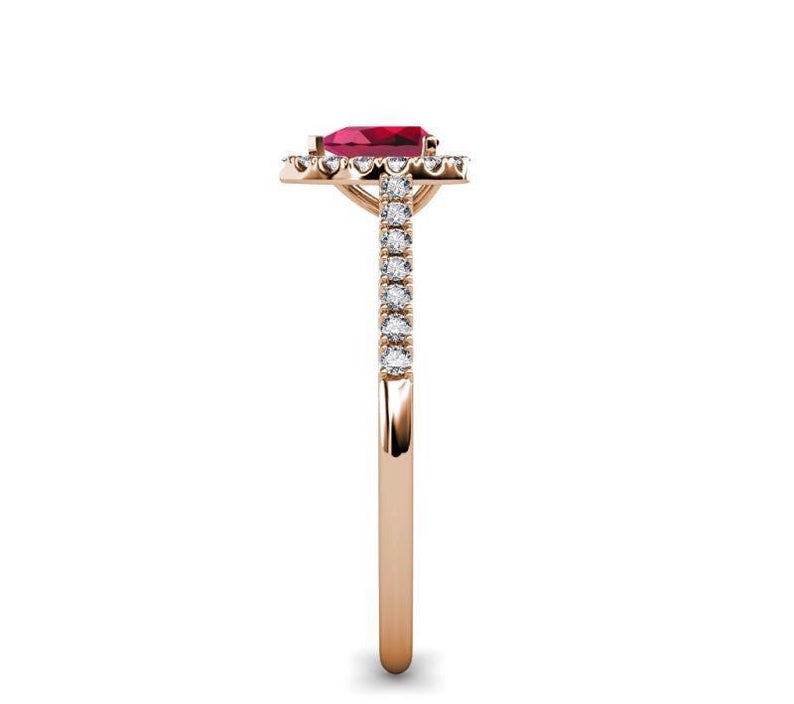 1 CT Pear Cut Ruby & CZ Diamond 925 Sterling Silver for Woman Promise Ring - atjewels.in