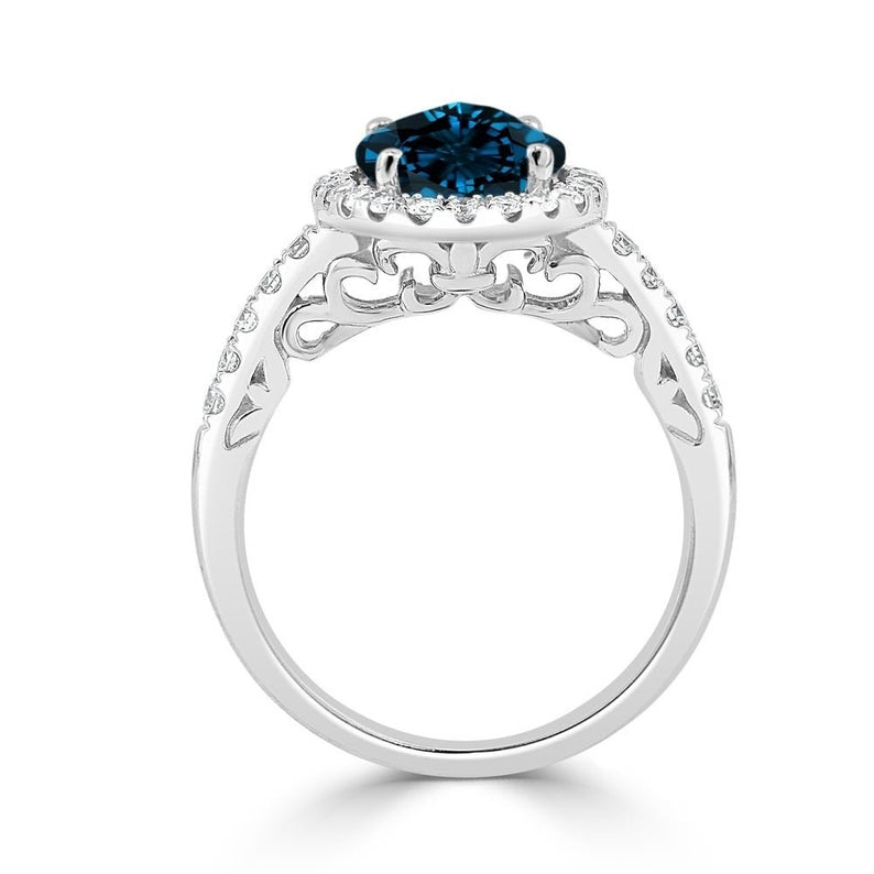 2 CT Round Cut London Blue Topaz Diamond 925 Sterling Silver Halo Anniversary Ring