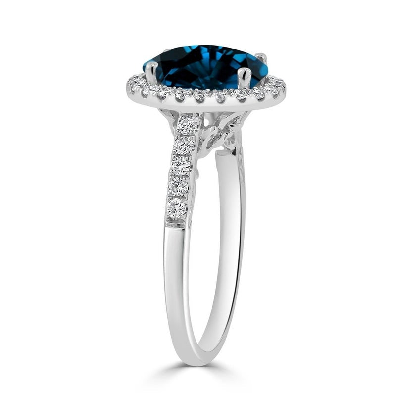 2 CT Round Cut London Blue Topaz Diamond 925 Sterling Silver Halo Anniversary Ring