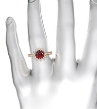 3 CT Round Cut Red Garnet Diamond 925 Sterling Silver Halo Wedding Ring