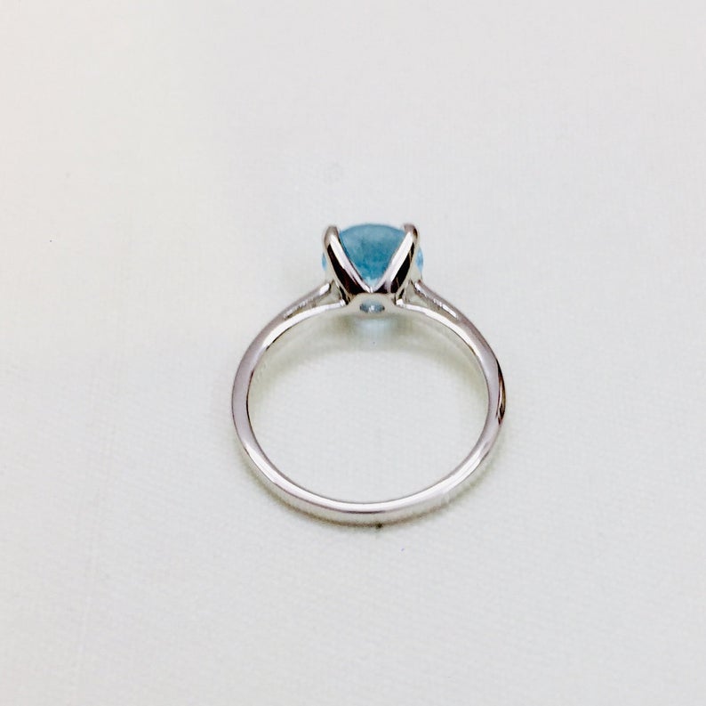1 CT Round Cut Blue Topaz Diamond 925 Sterling Silver Solitaire Promise Ring