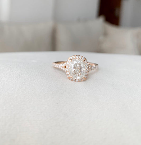 1 CT Cushion Cut Diamond Rose Gold Over On 925 Sterling Silver Halo Engagement Ring