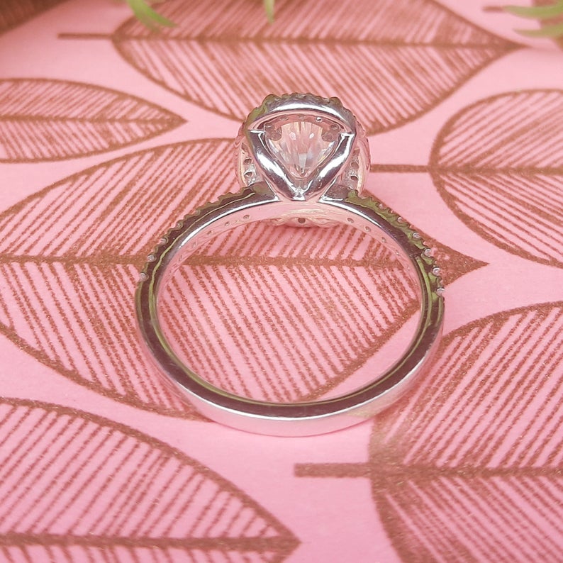 1 CT Radiant Cut Diamond 925 Sterling Silver Women Halo Engagement Ring