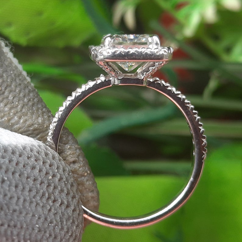 1 CT Radiant Cut Diamond 925 Sterling Silver Women Halo Engagement Ring