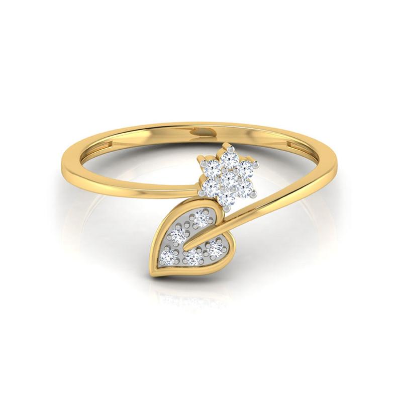 0.25 Ct Round Cut White Diamond Yellow Gold Over On 925 Sterling Silver Bypass Promise Ring