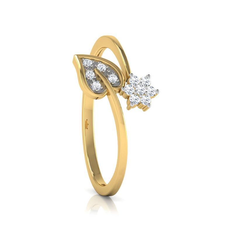 0.25 Ct Round Cut White Diamond Yellow Gold Over On 925 Sterling Silver Bypass Promise Ring