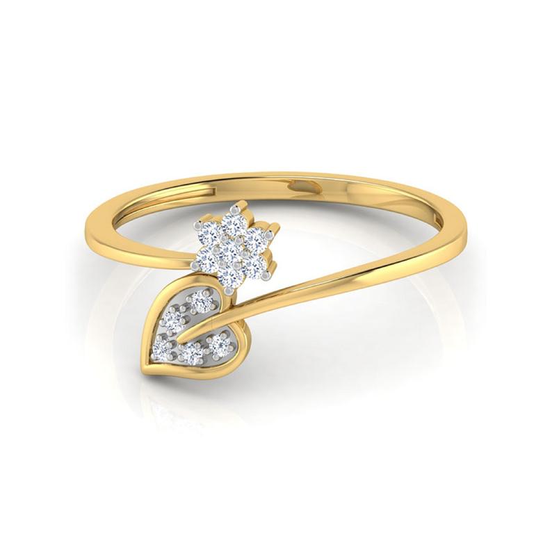 0.25 Ct Round Cut White Diamond Yellow Gold Over On 925 Sterling Silver Bypass Promise Ring