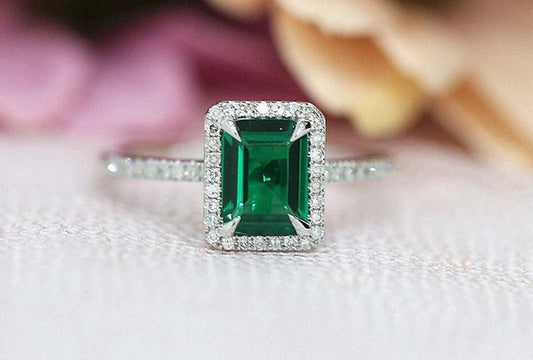 1 CT Cushion Cut Emerald Diamond 925 Sterling Silver Halo Anniversary Ring For Women