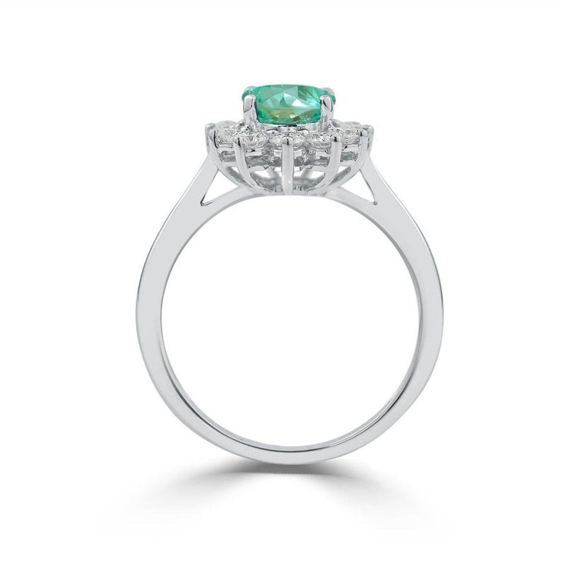 2 CT Oval Cut Emerald Diamond 925 Sterling Silver Halo Anniversary Gift Ring