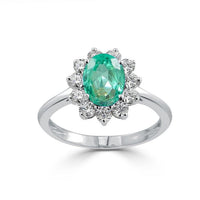 1 CT Oval Cut Green Emerald Diamond White Gold Over On 925 Sterling Silver Halo Anniversary Gift Ring