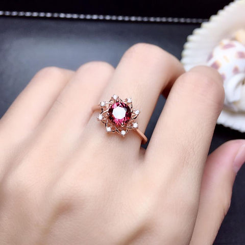 1 Ct Round Cut Pink Tourmaline Gorgeous Floral Ring Rose Gold Over On 925 Sterling Silver