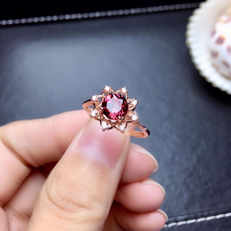 1 Ct Round Cut Pink Tourmaline Gorgeous Floral Ring Rose Gold Over On 925 Sterling Silver