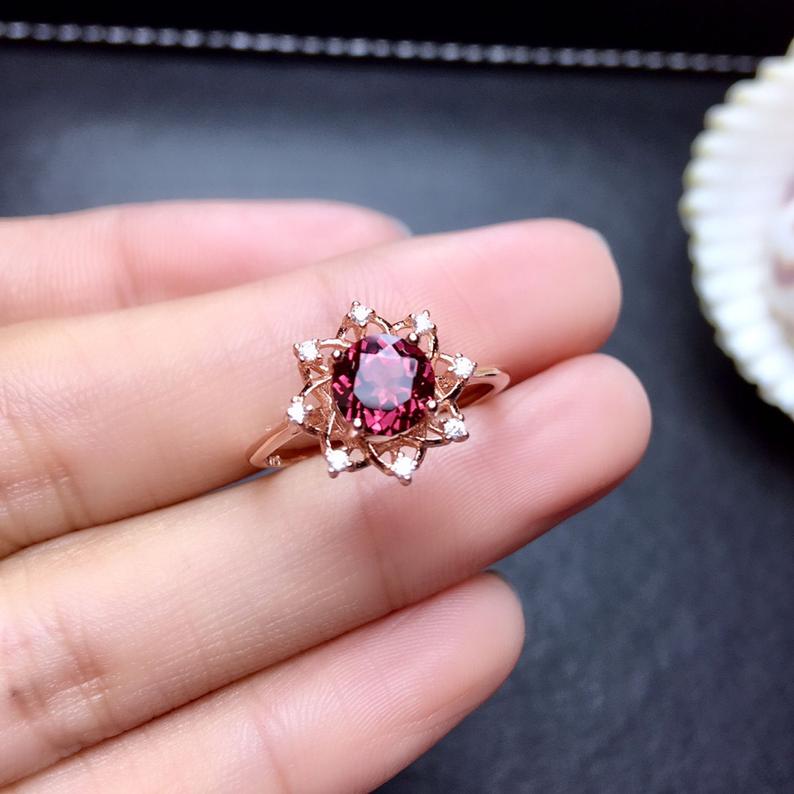 1 Ct Round Cut Pink Tourmaline Gorgeous Floral Ring Rose Gold Over On 925 Sterling Silver